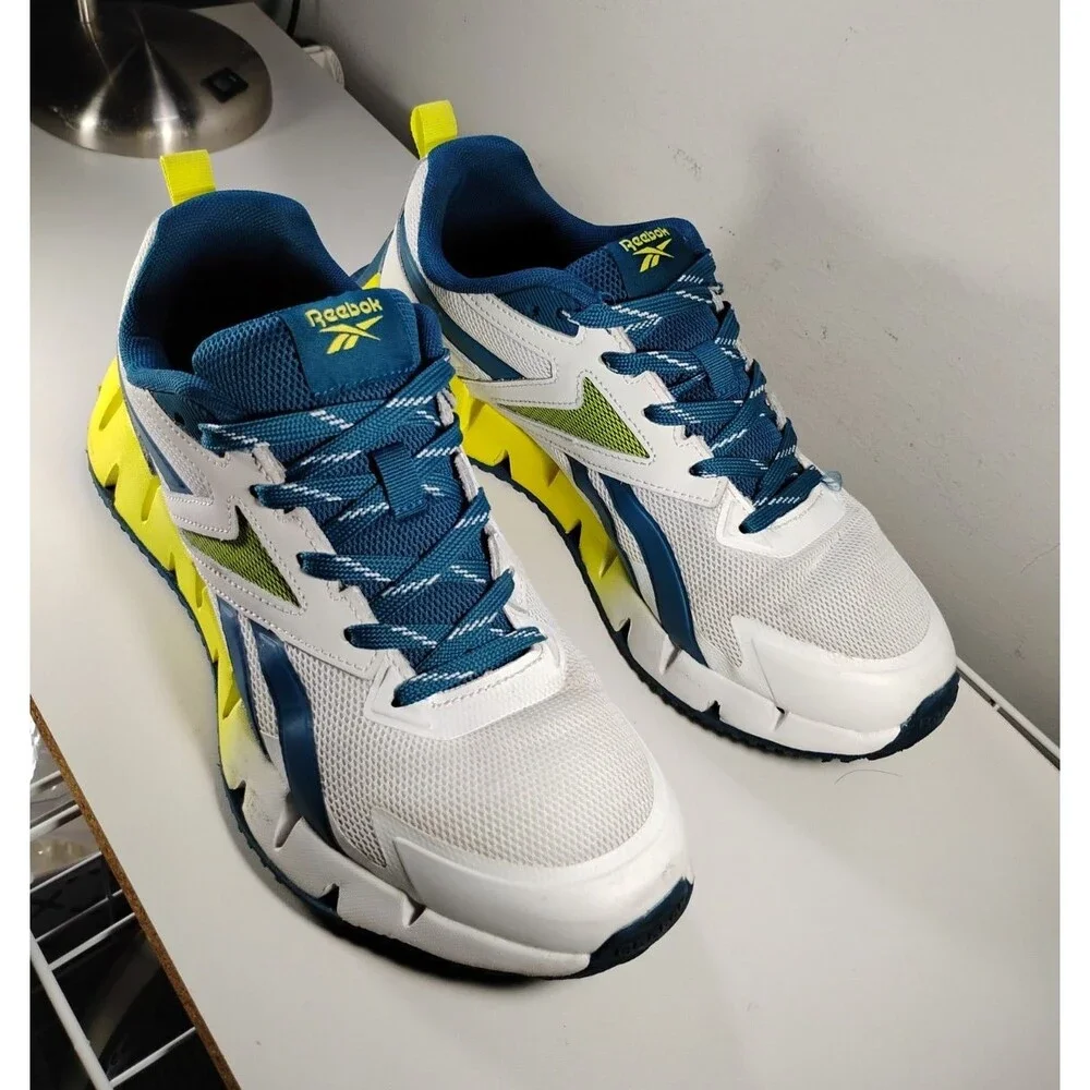 Reebok Floatzig 1 Sneaker Men's US 9.5 White Digital Lime Blue Running Shoes